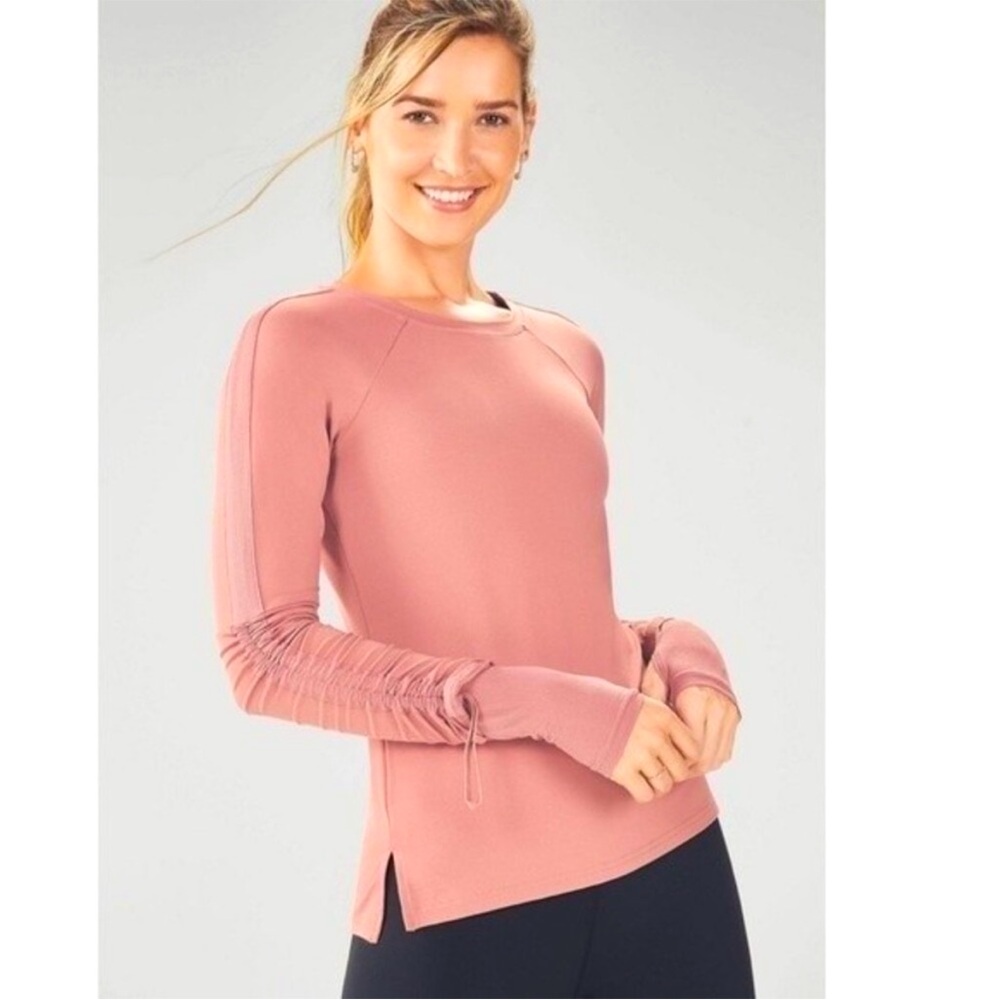 Fabletics Pink Mauve Cashel Adjustable Long-Sleeve Shirt Size XL yoga cinch
